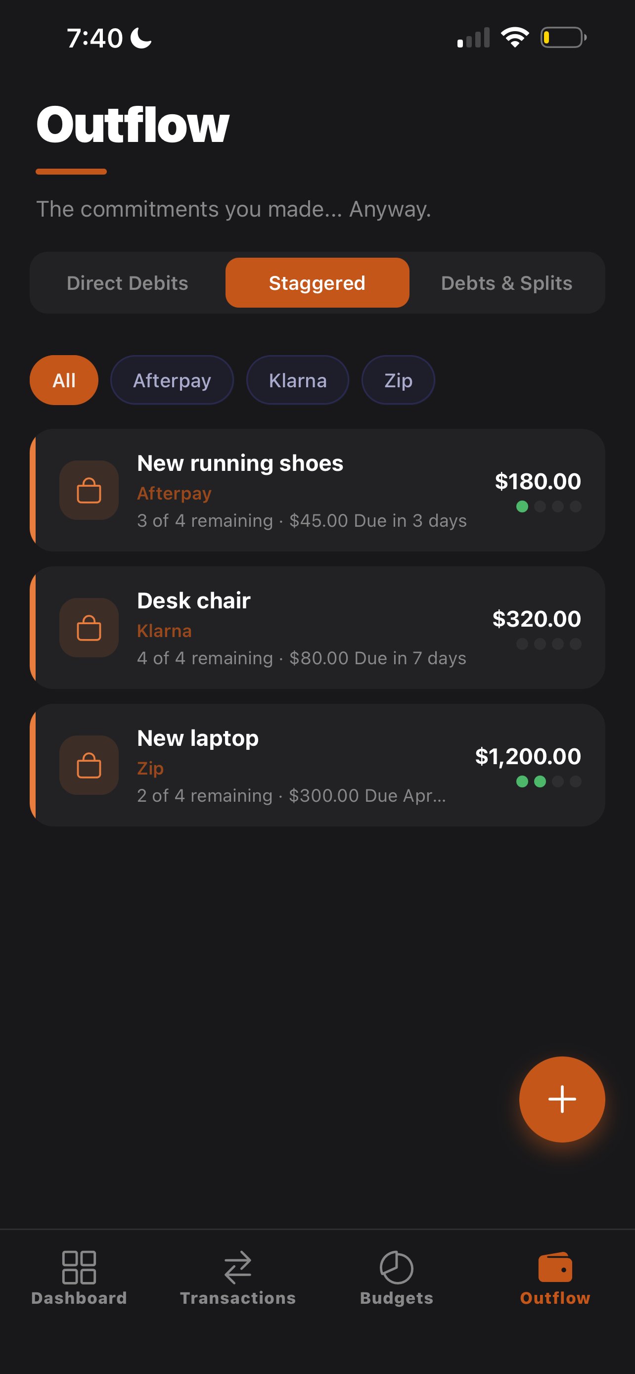 Staggered payments across Afterpay, Klarna, Zip